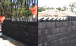 Lustiges Video : Ziegeldomino beim Mauerbau