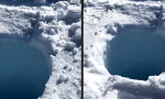 Lustiges Video : Tiefes Loch im Eis